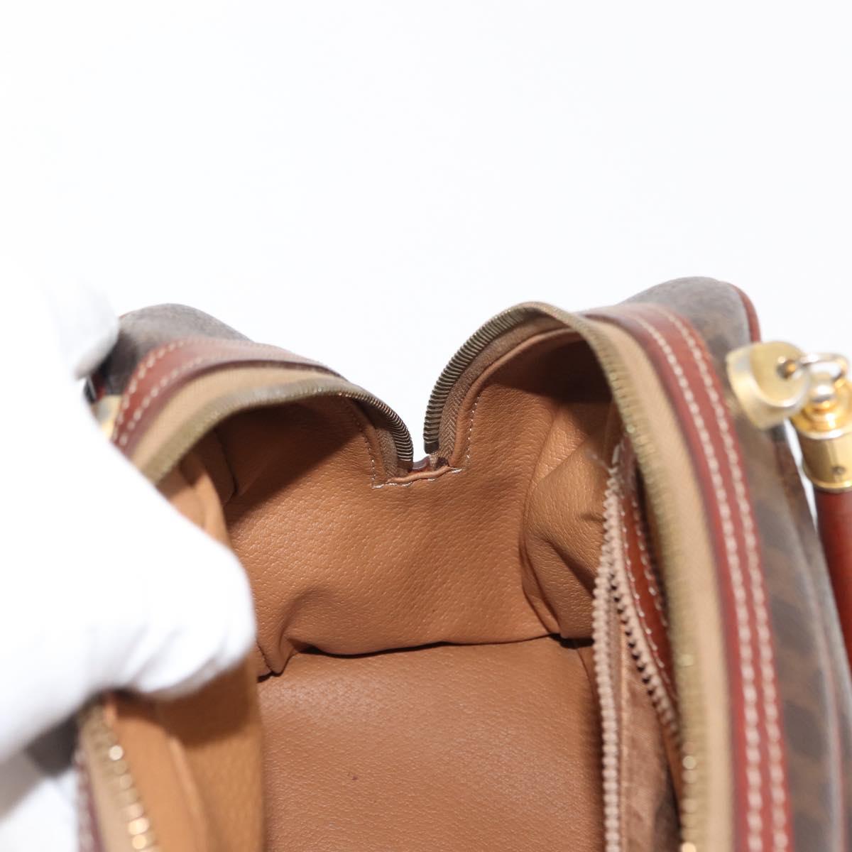 CELINE Macadam Canvas Hand Bag PVC Leather Brown Auth ki6075