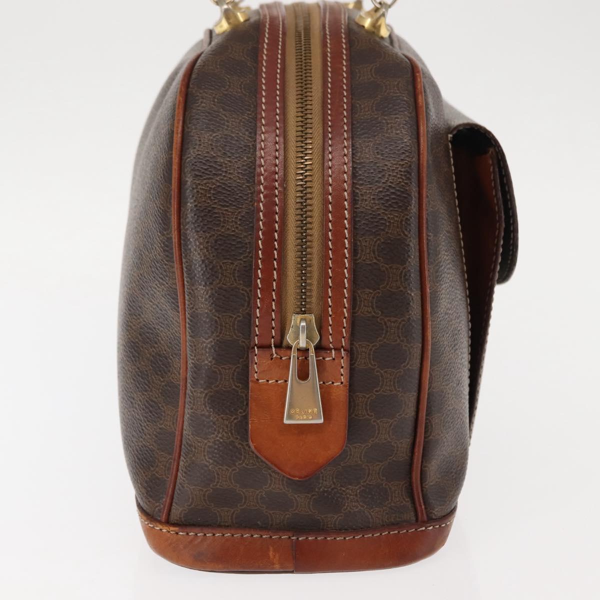 CELINE Macadam Canvas Hand Bag PVC Leather Brown Auth ki6075