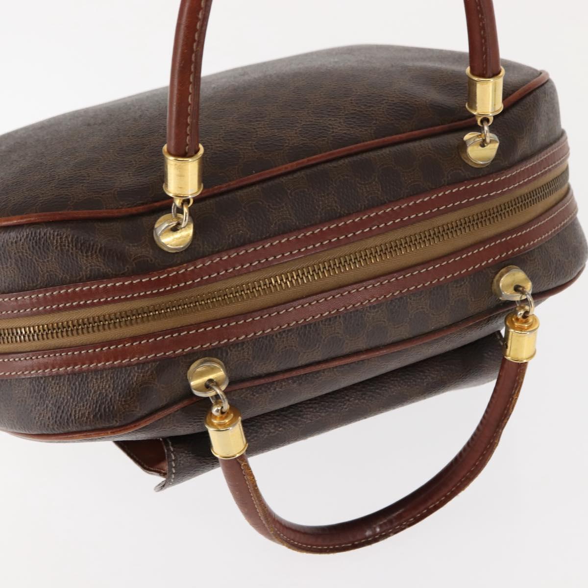 CELINE Macadam Canvas Hand Bag PVC Leather Brown Auth ki6075