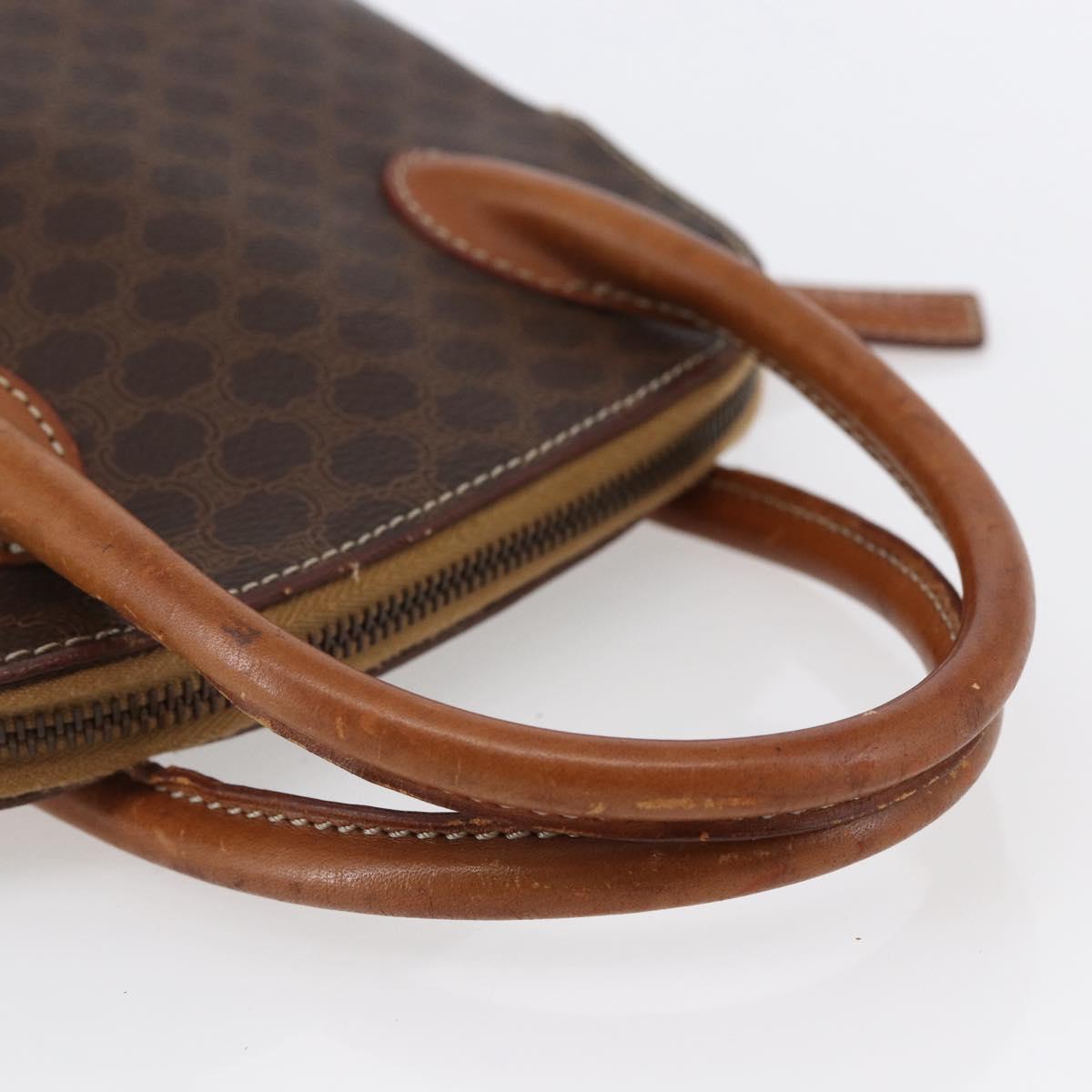 CELINE Macadam Canvas Hand Bag PVC Leather Brown Auth ki6076