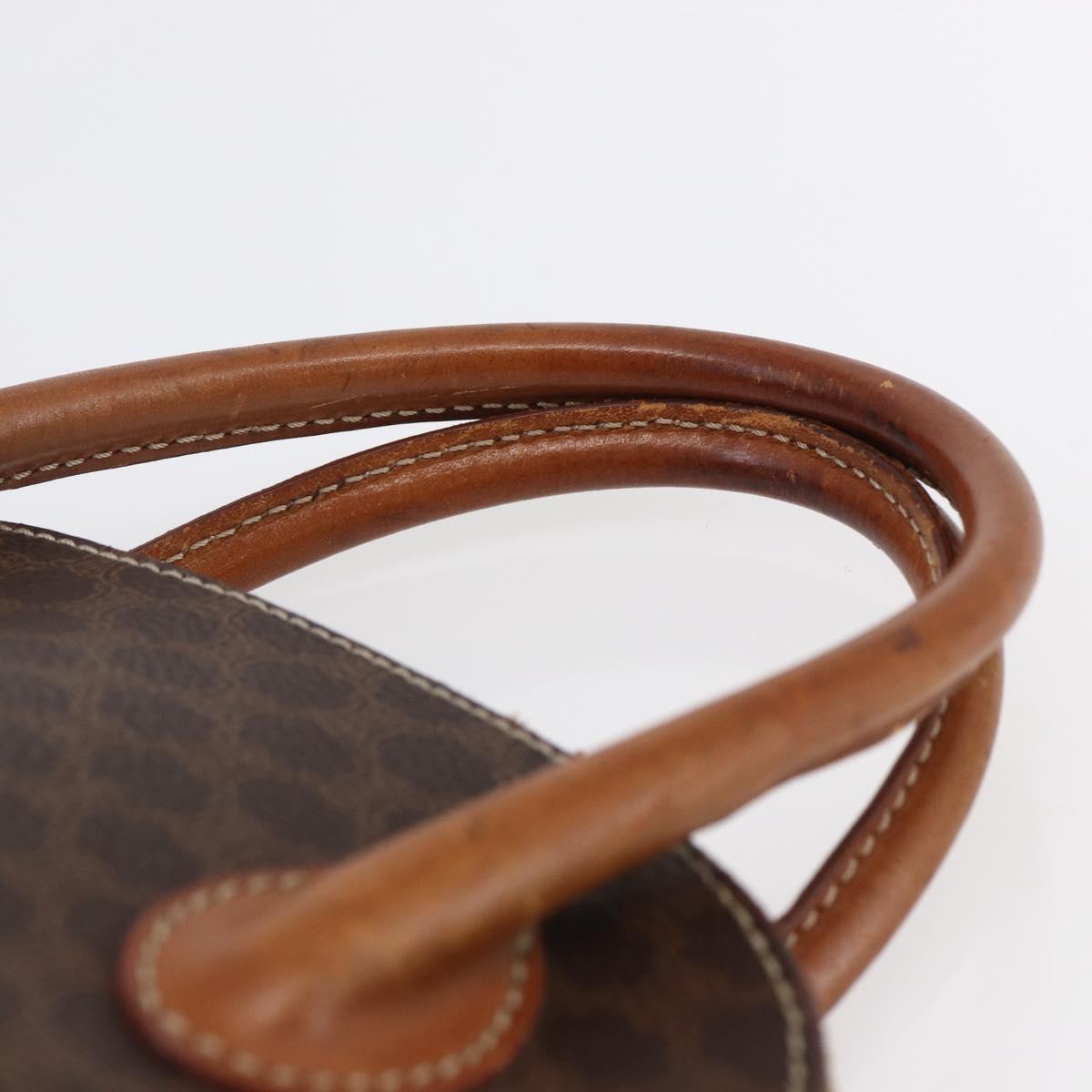 CELINE Macadam Canvas Hand Bag PVC Leather Brown Auth ki6076