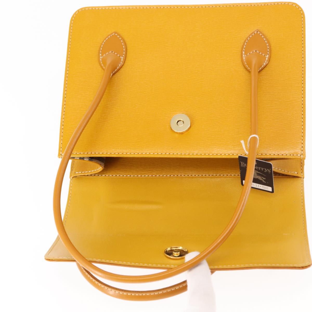 Burberrys Hand Bag Leather Yellow Auth ki6077