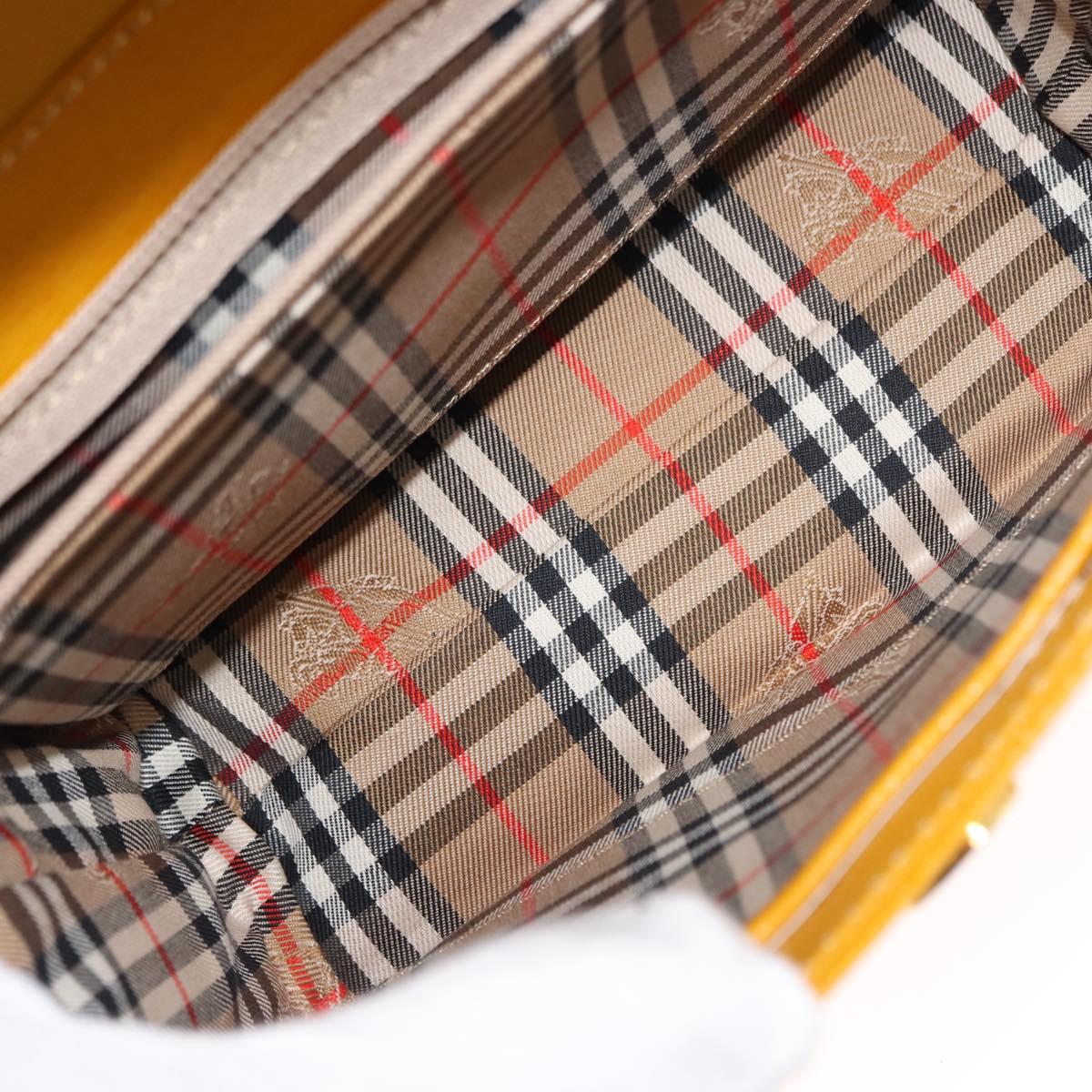 Burberrys Hand Bag Leather Yellow Auth ki6077