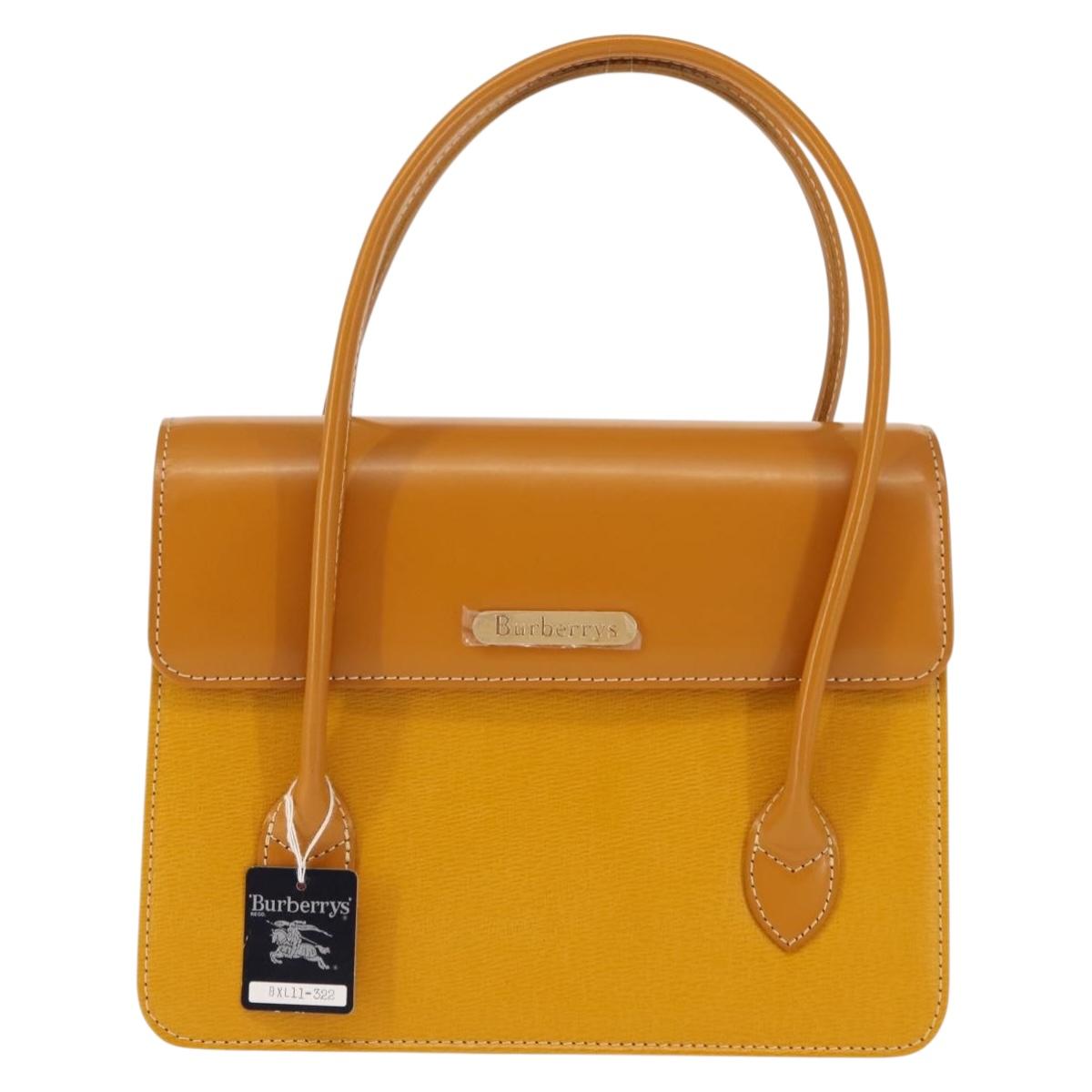 Burberrys Hand Bag Leather Yellow Auth ki6077