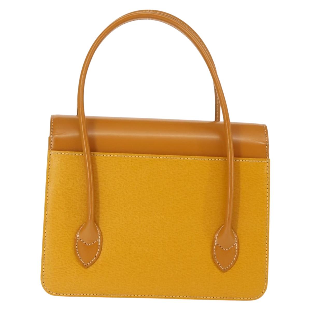 Burberrys Hand Bag Leather Yellow Auth ki6077