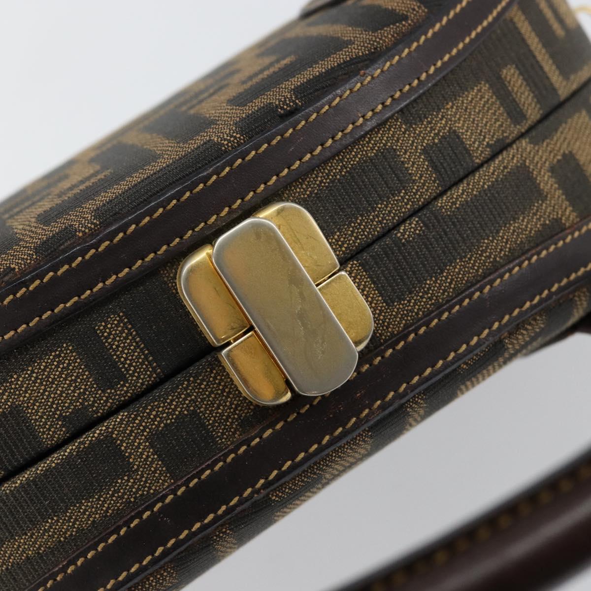 FENDI Zucca Canvas Hand Bag Brown Black Auth ki6078