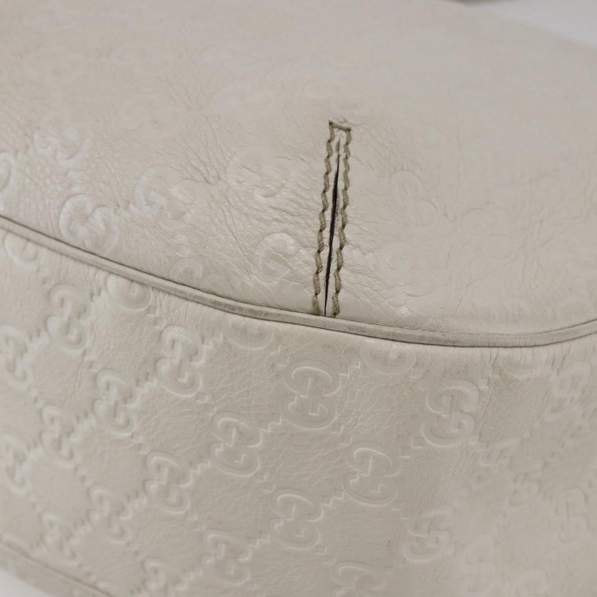 GUCCI Guccissima GG Shoulder Bag Leather White Auth ki6079