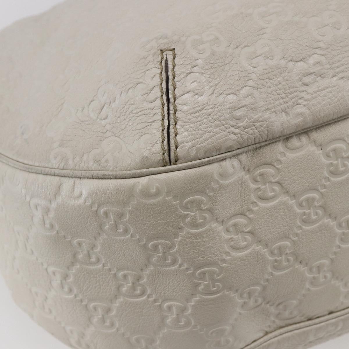 GUCCI Guccissima GG Shoulder Bag Leather White Auth ki6079