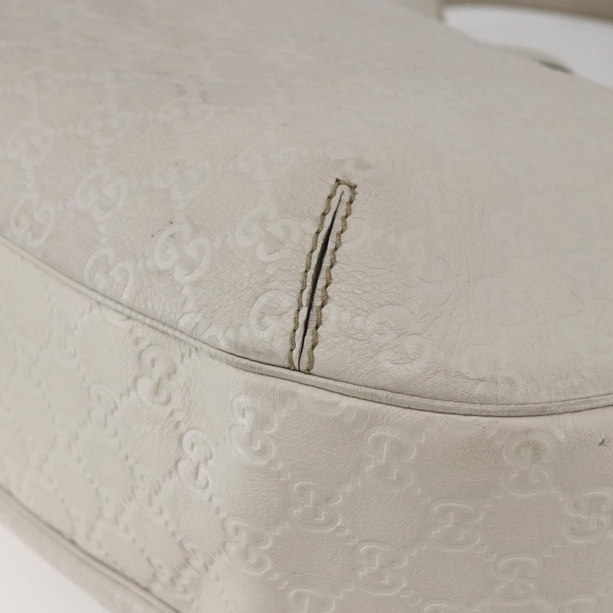 GUCCI Guccissima GG Shoulder Bag Leather White Auth ki6079