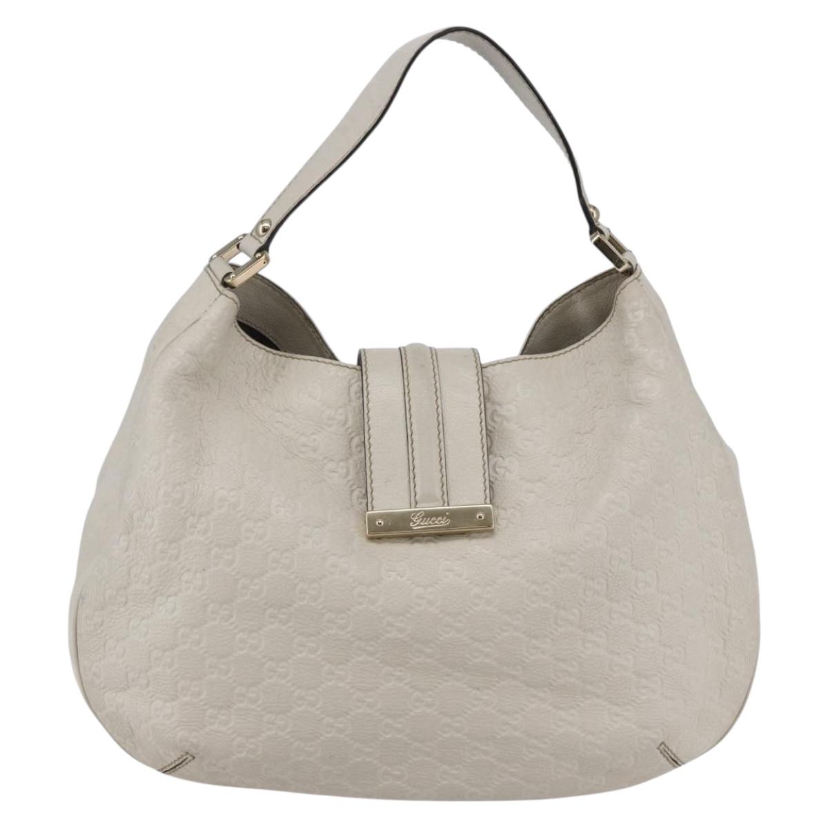 GUCCI Guccissima GG Shoulder Bag Leather White Auth ki6079