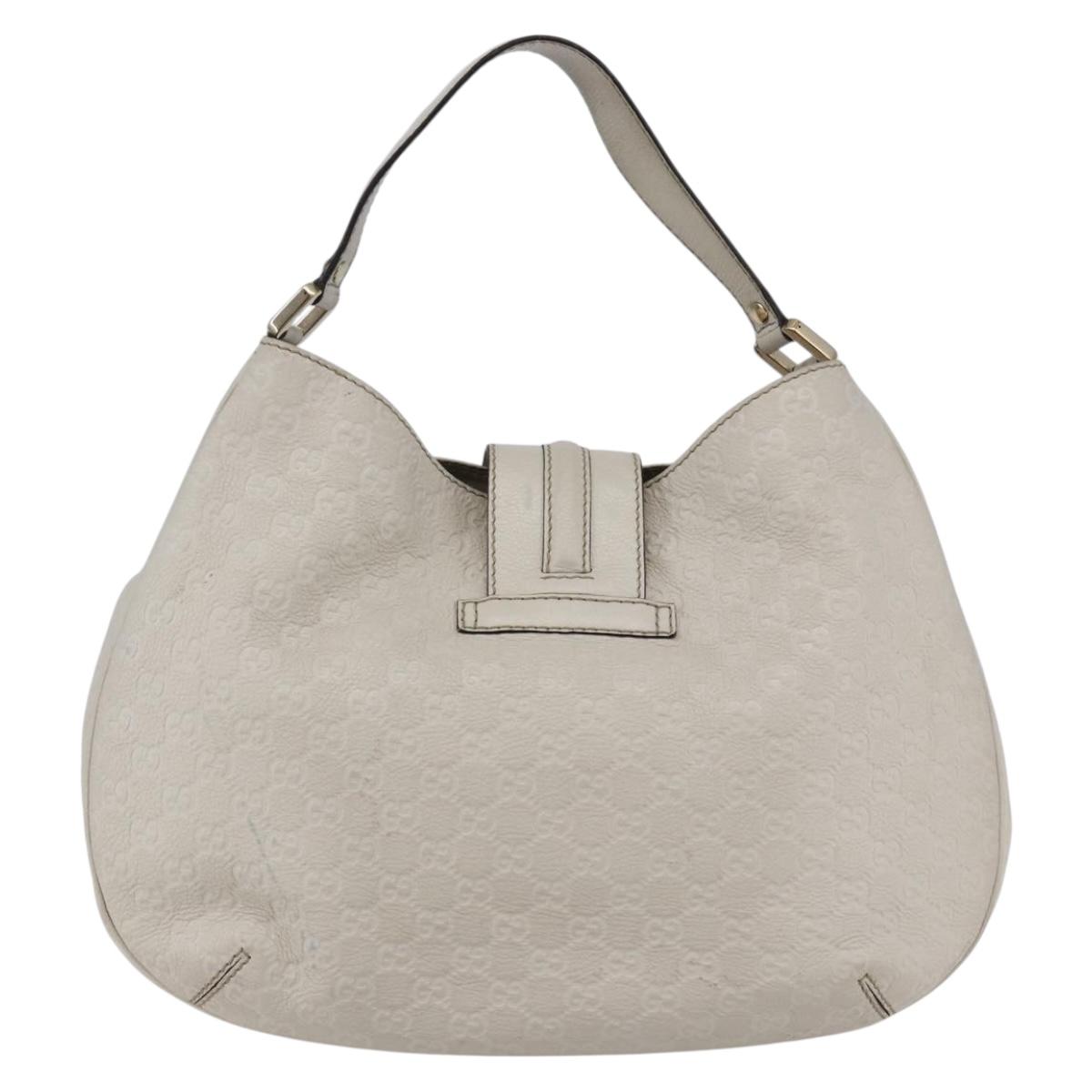GUCCI Guccissima GG Shoulder Bag Leather White Auth ki6079