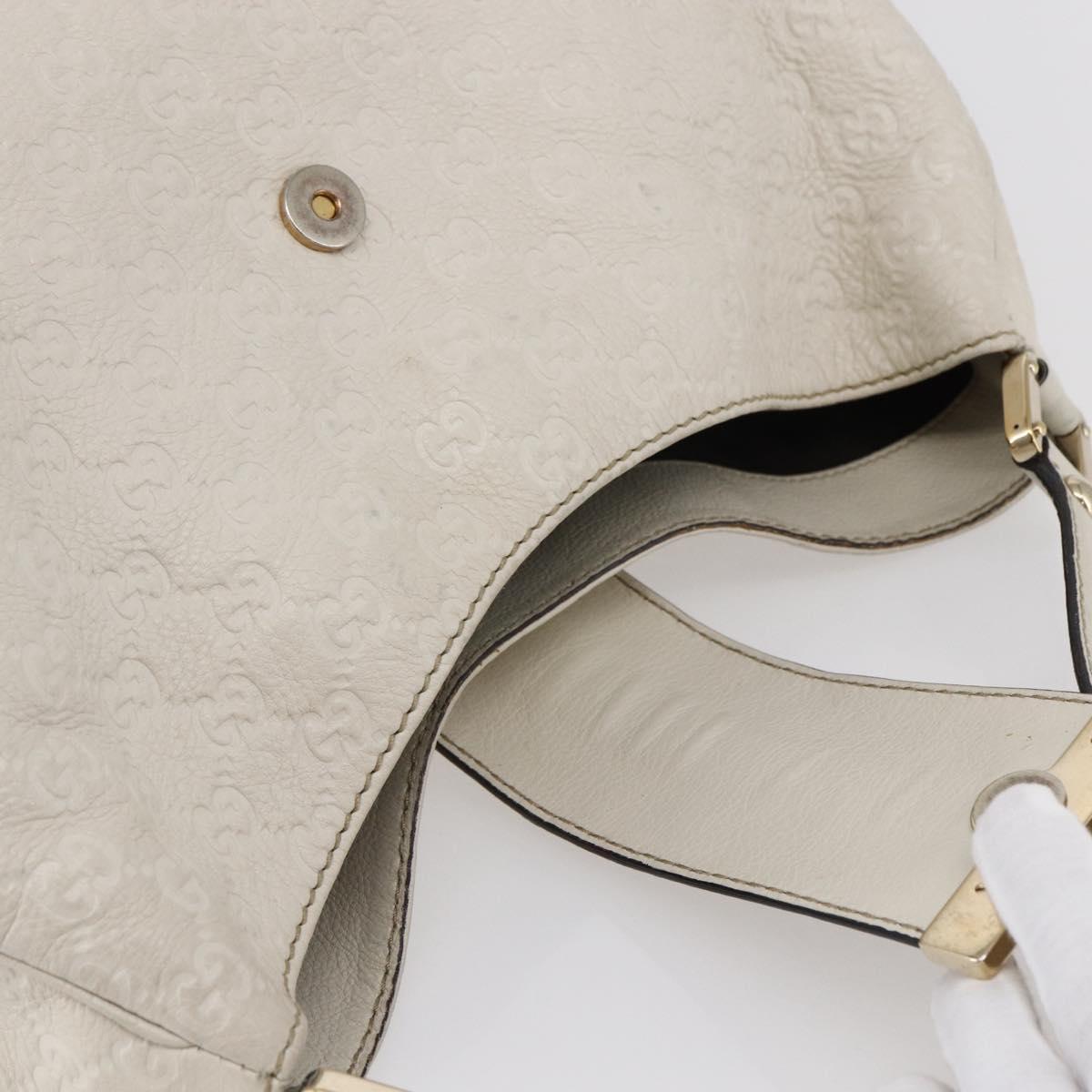 GUCCI Guccissima GG Shoulder Bag Leather White Auth ki6079
