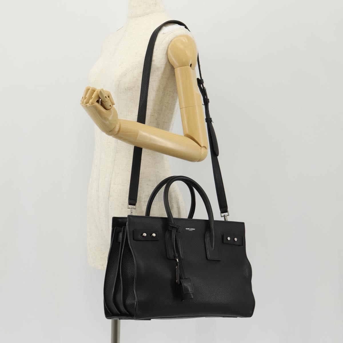 SAINT LAURENT Sac de Jules Tote Bag Leather 2way Black Auth ki6080