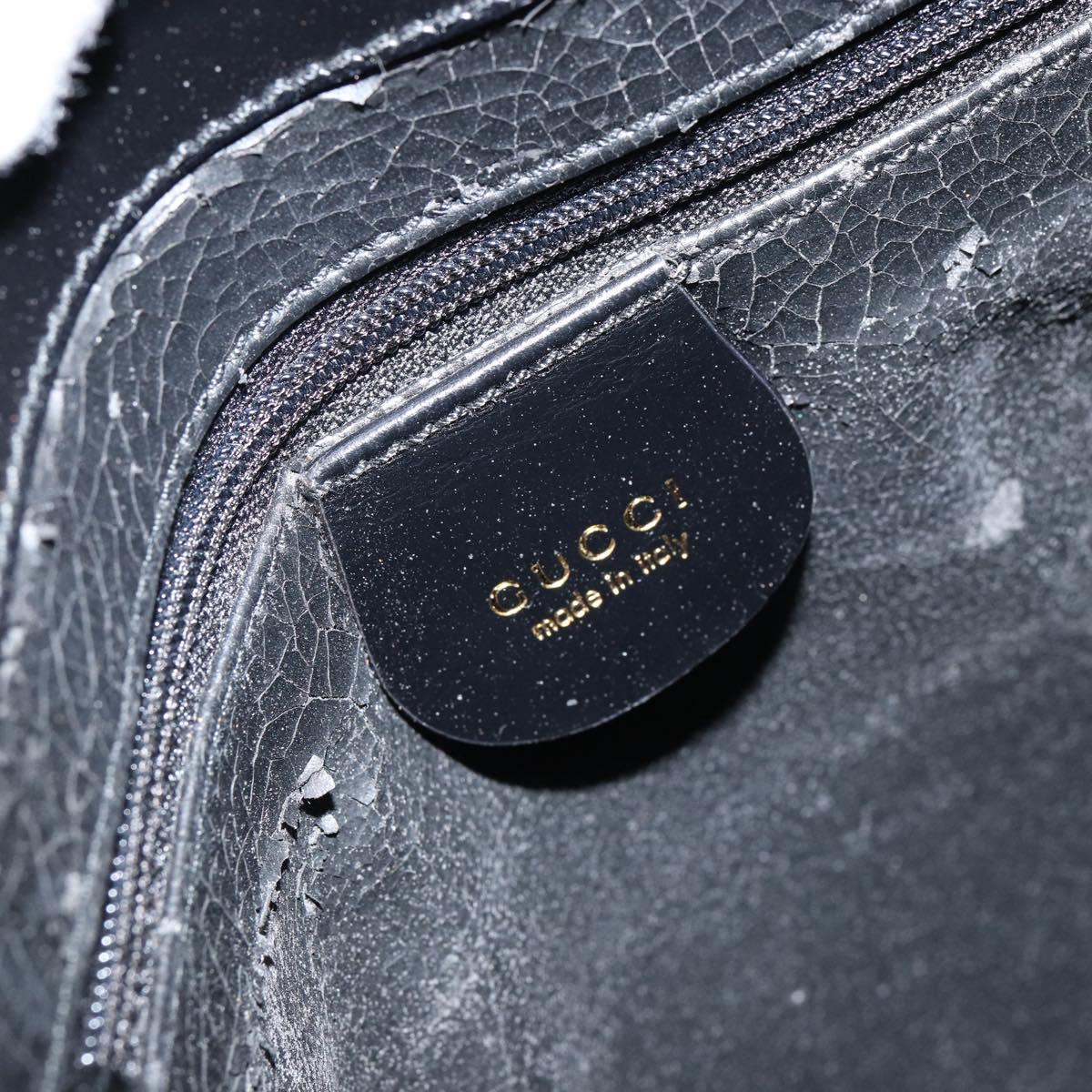 GUCCI Tote Bag Leather Black Auth ki6082