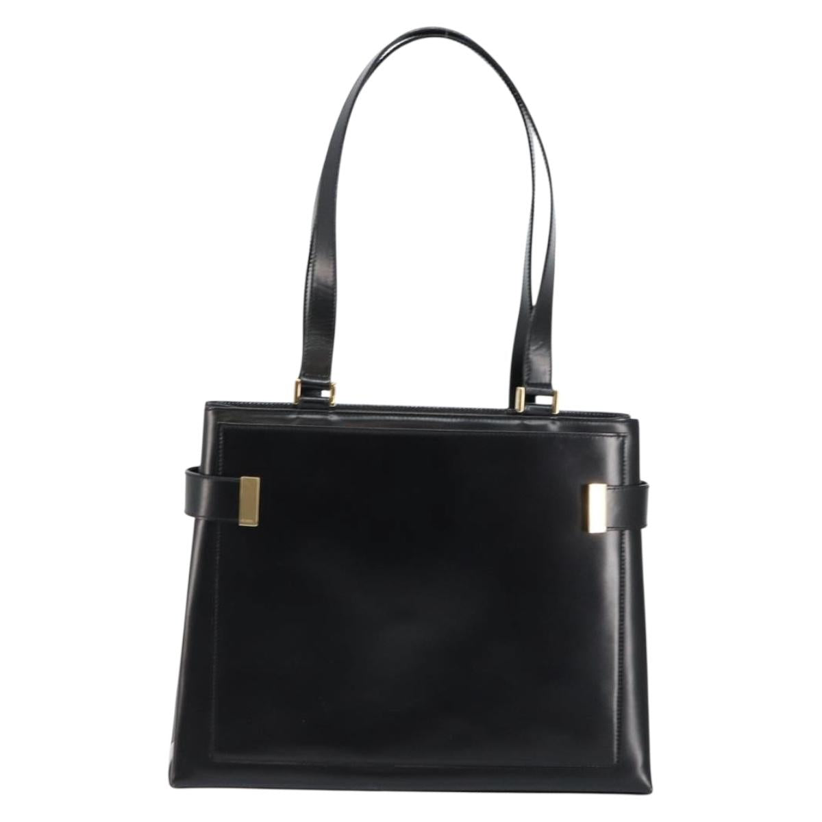 GUCCI Tote Bag Leather Black Auth ki6082
