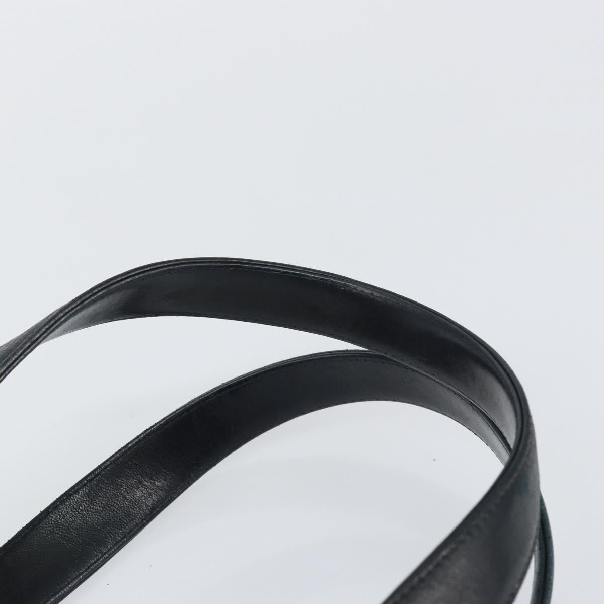 CHANEL Choco Bar COCO Mark Tote Bag Lamb Skin Black CC Auth ki6083