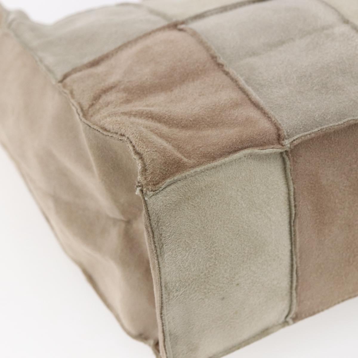 CHANEL patchwork Tote Bag Suede Beige CC Auth ki6084