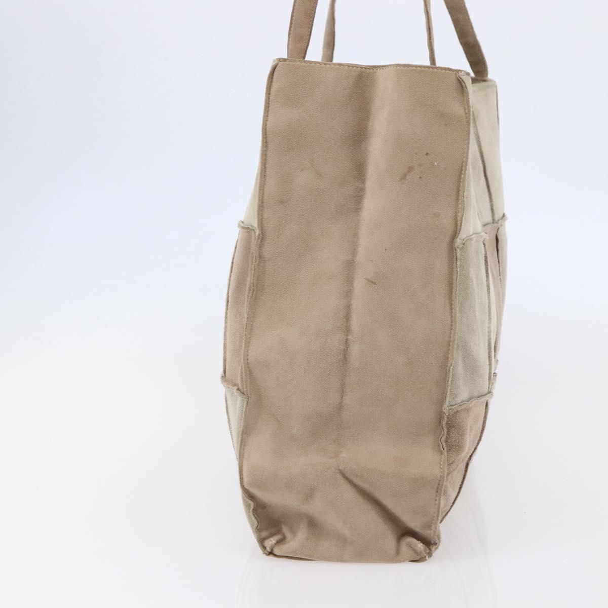 CHANEL patchwork Tote Bag Suede Beige CC Auth ki6084
