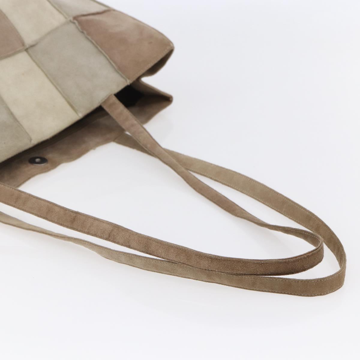 CHANEL patchwork Tote Bag Suede Beige CC Auth ki6084