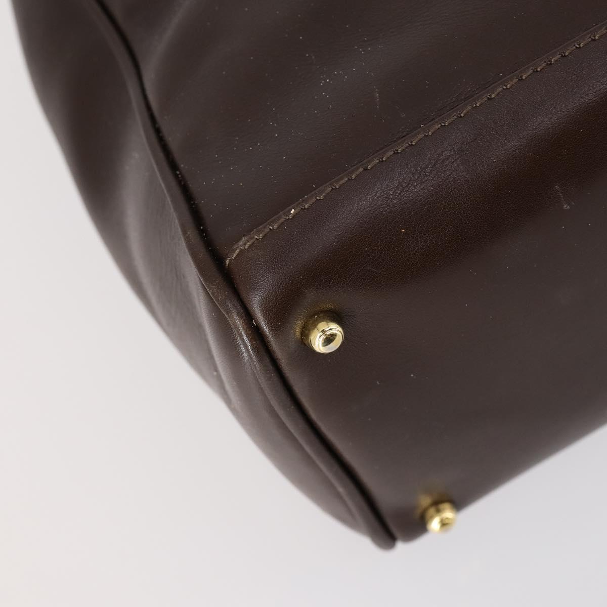 GUCCI Bamboo Hand Bag Leather 2way Brown Auth ki6088