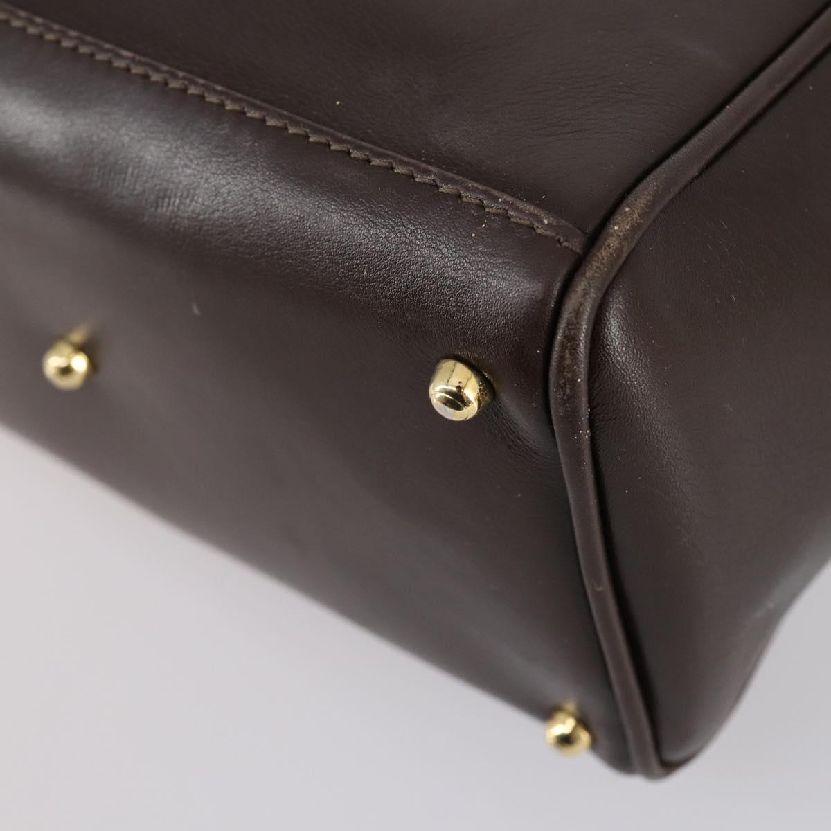 GUCCI Bamboo Hand Bag Leather 2way Brown Auth ki6088