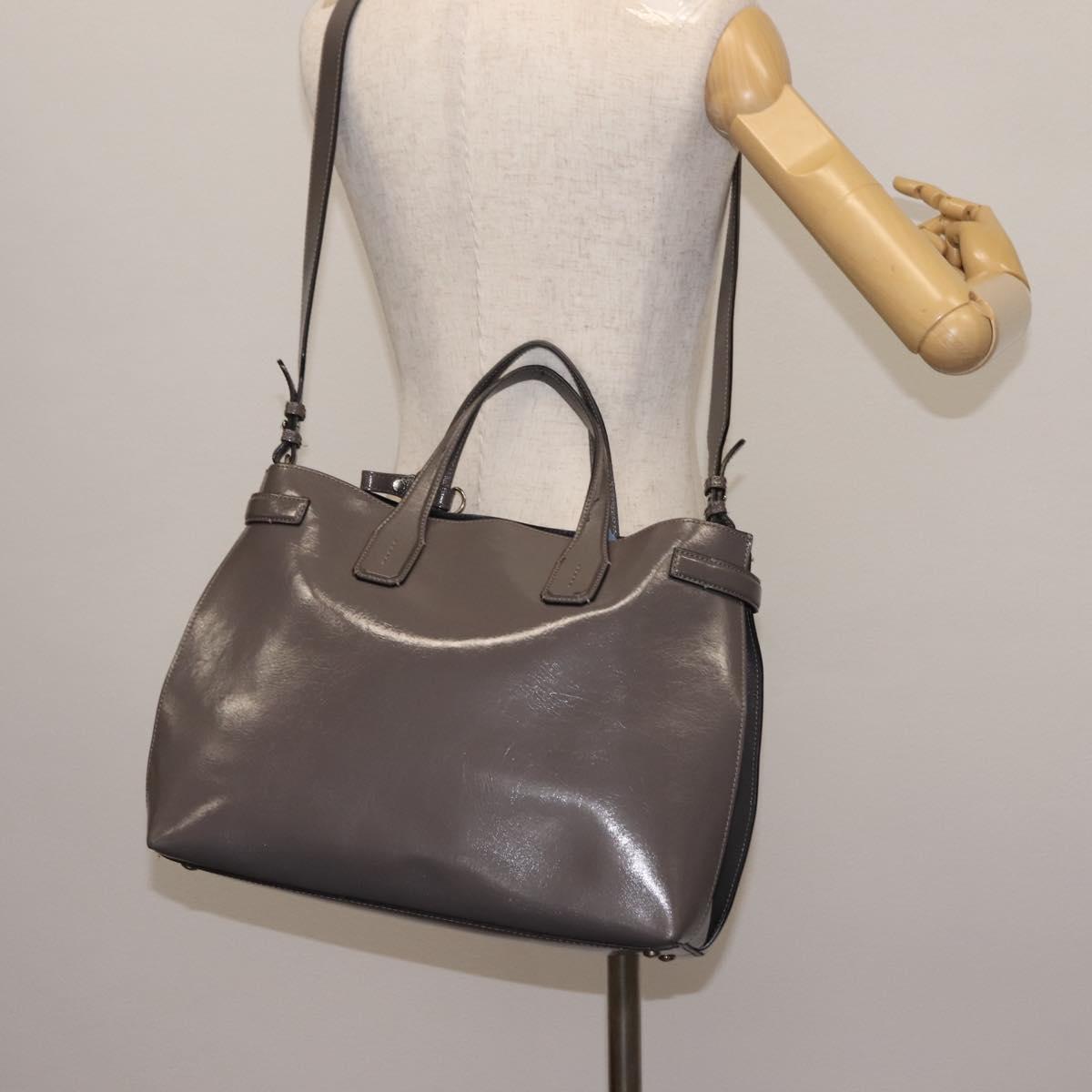 BURBERRY Hand Bag Patent leather 2way Gray Auth ki6089