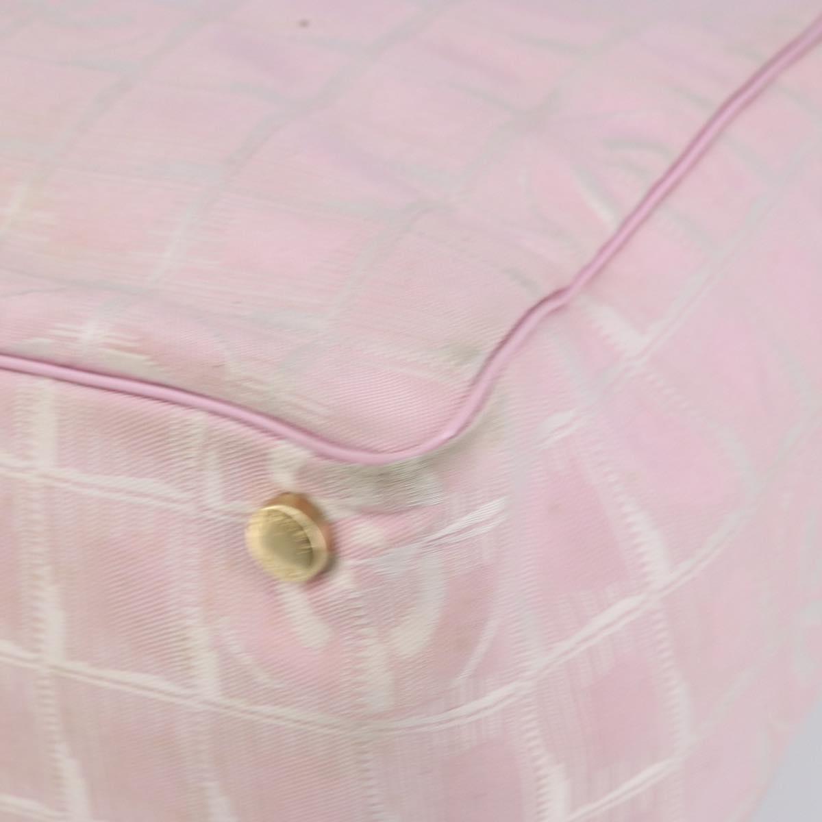 CHANEL New travel line Tote Bag Nylon Pink CC Auth ki6092