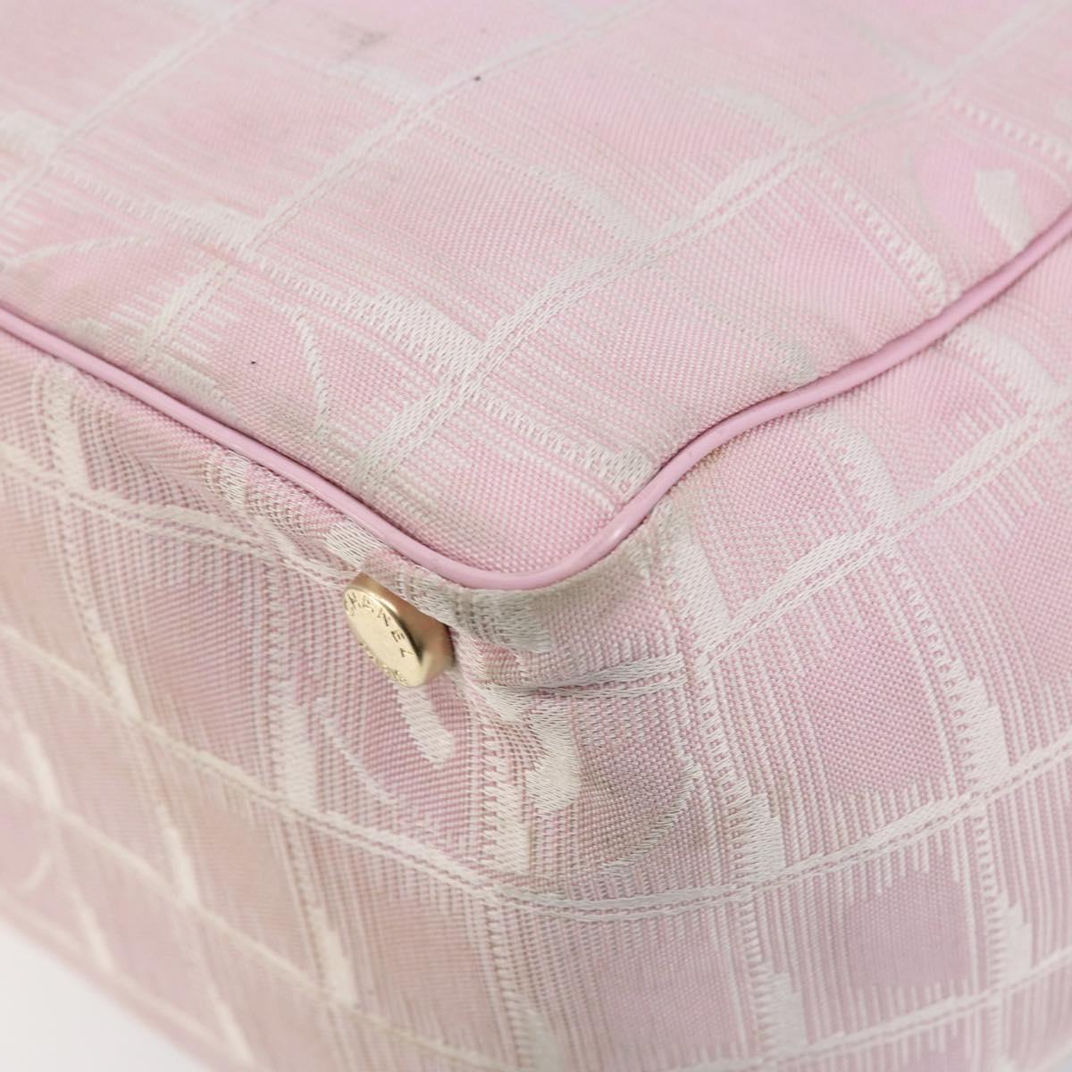 CHANEL New travel line Tote Bag Nylon Pink CC Auth ki6092