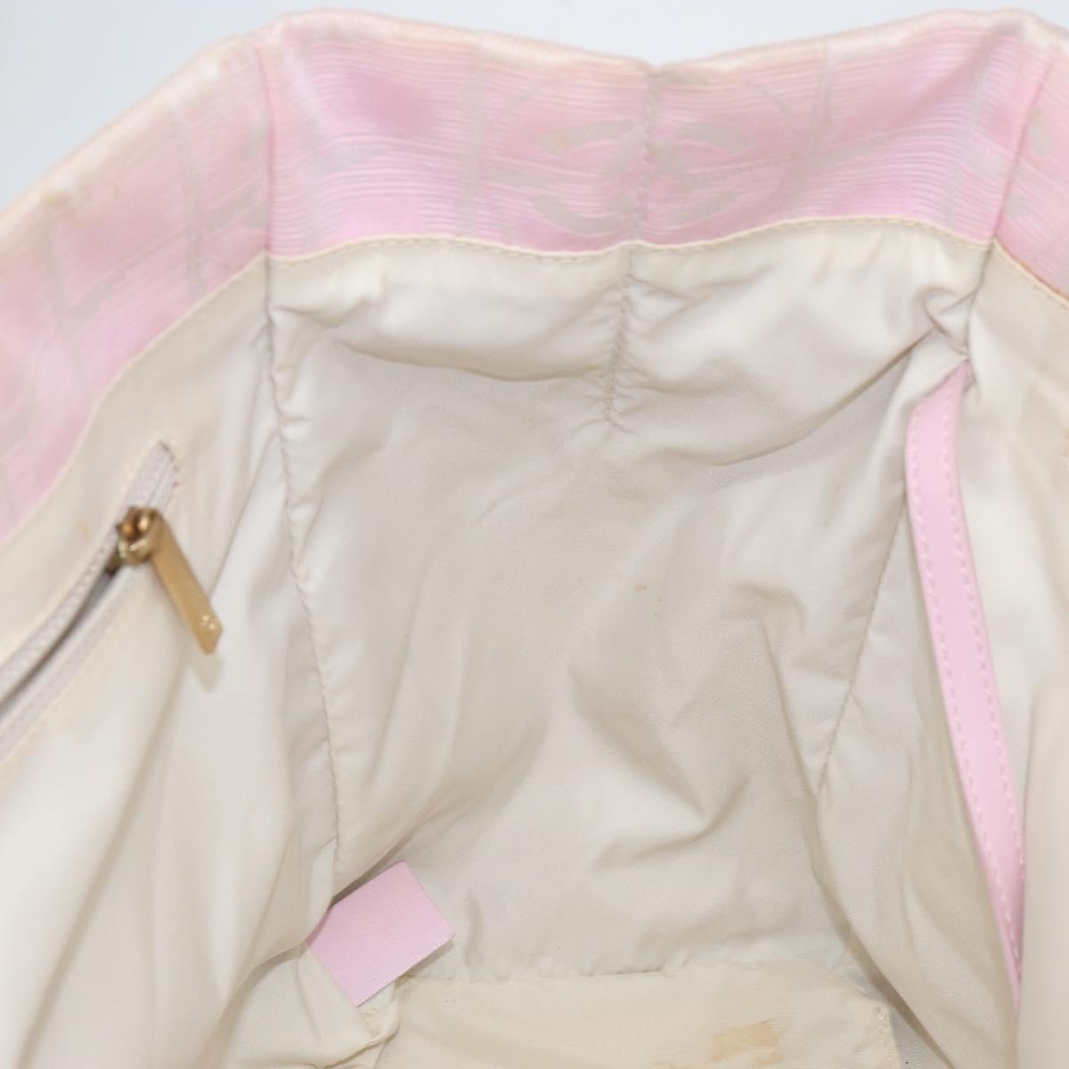 CHANEL New travel line Tote Bag Nylon Pink CC Auth ki6092