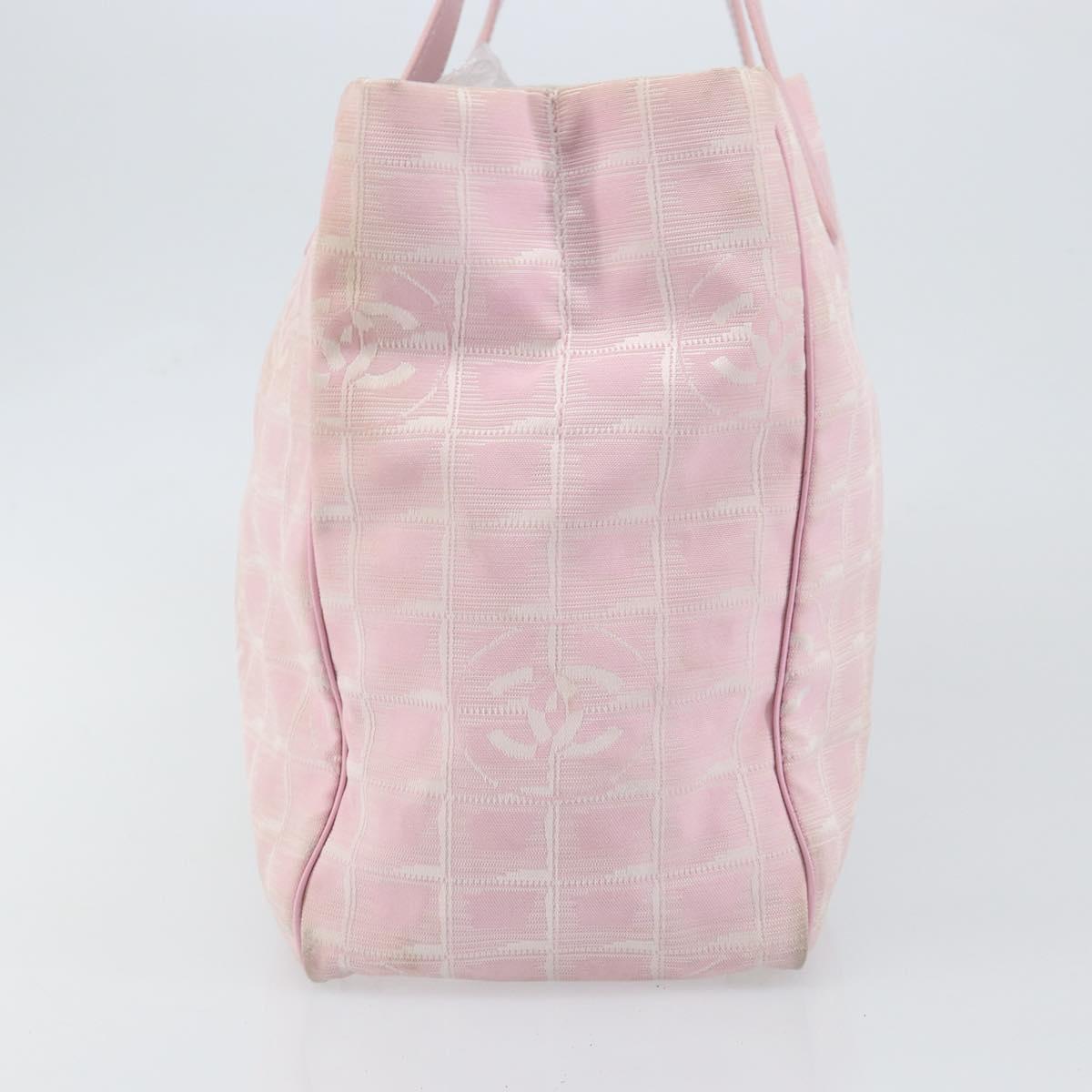 CHANEL New travel line Tote Bag Nylon Pink CC Auth ki6092