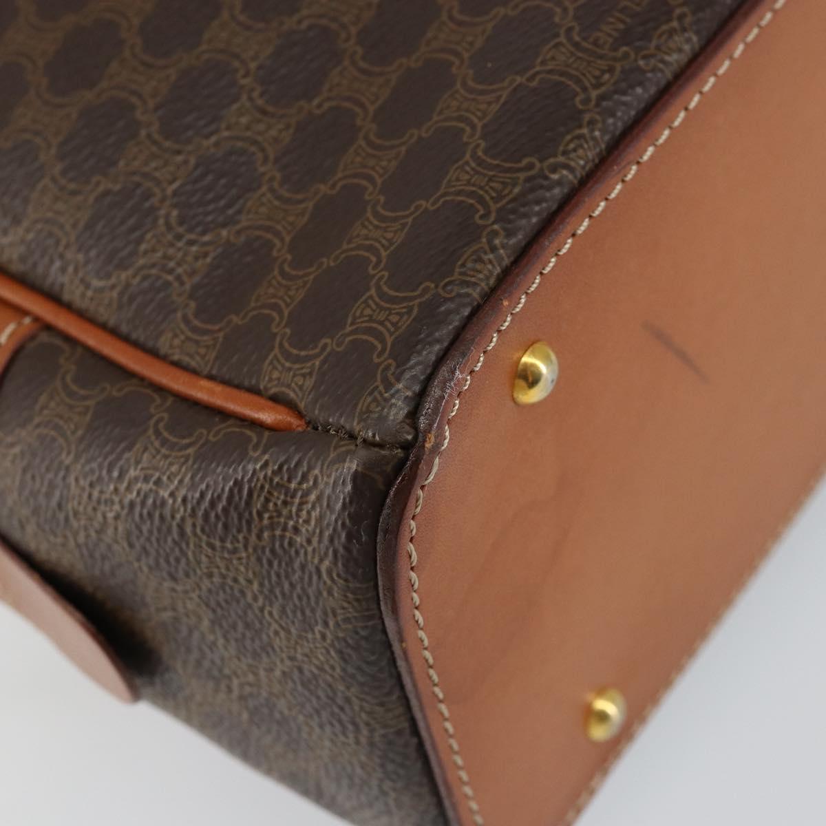 CELINE Macadam Canvas Hand Bag PVC Leather Brown Auth ki6094