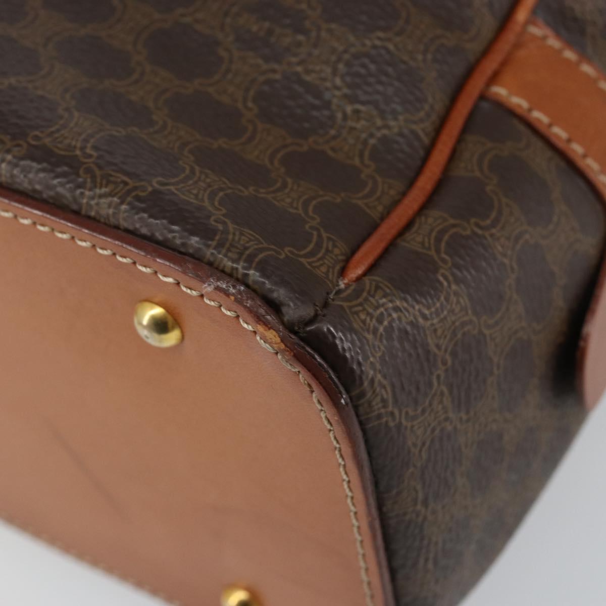 CELINE Macadam Canvas Hand Bag PVC Leather Brown Auth ki6094