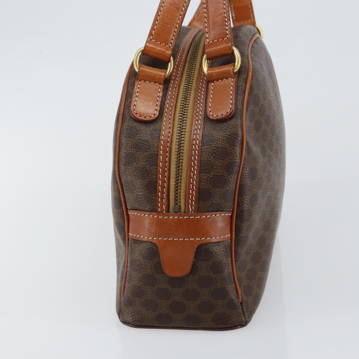 CELINE Macadam Canvas Hand Bag PVC Leather Brown Auth ki6094