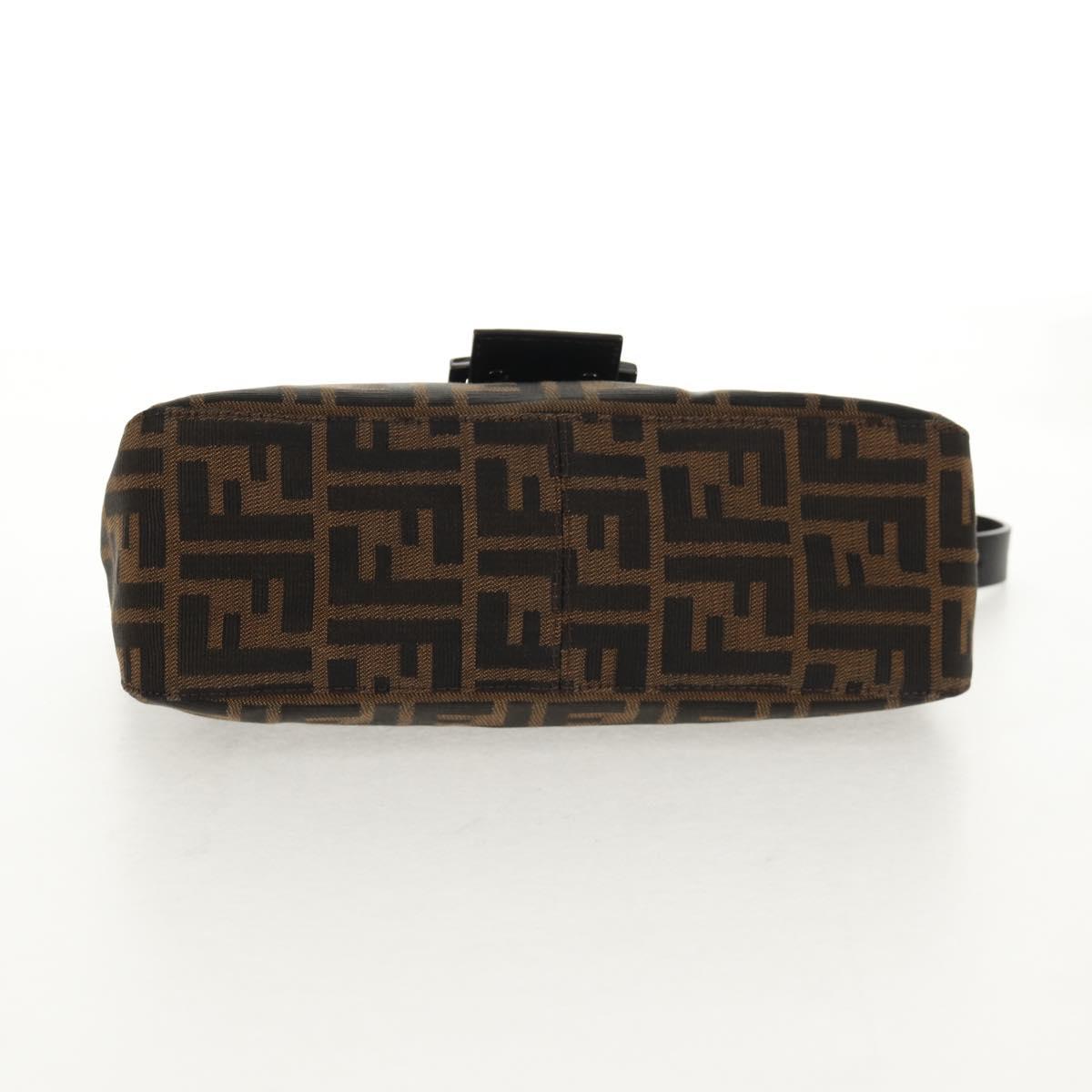 FENDI Zucca Canvas Mamma Baguette Shoulder Bag Brown Black Auth ki6096V