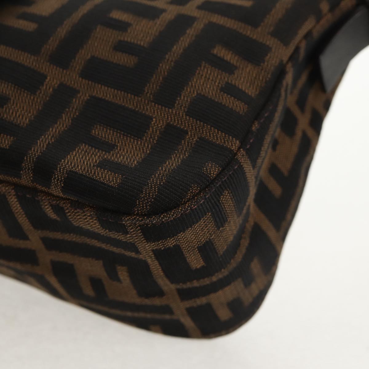 FENDI Zucca Canvas Mamma Baguette Shoulder Bag Brown Black Auth ki6096V