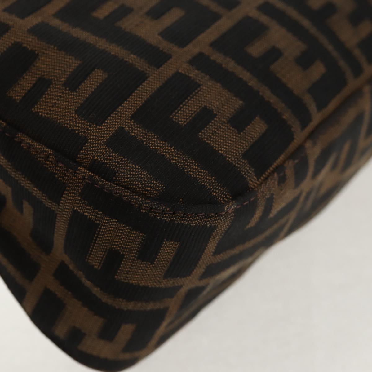 FENDI Zucca Canvas Mamma Baguette Shoulder Bag Brown Black Auth ki6096V