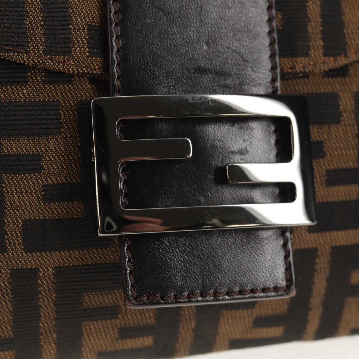 FENDI Zucca Canvas Mamma Baguette Shoulder Bag Brown Black Auth ki6096V