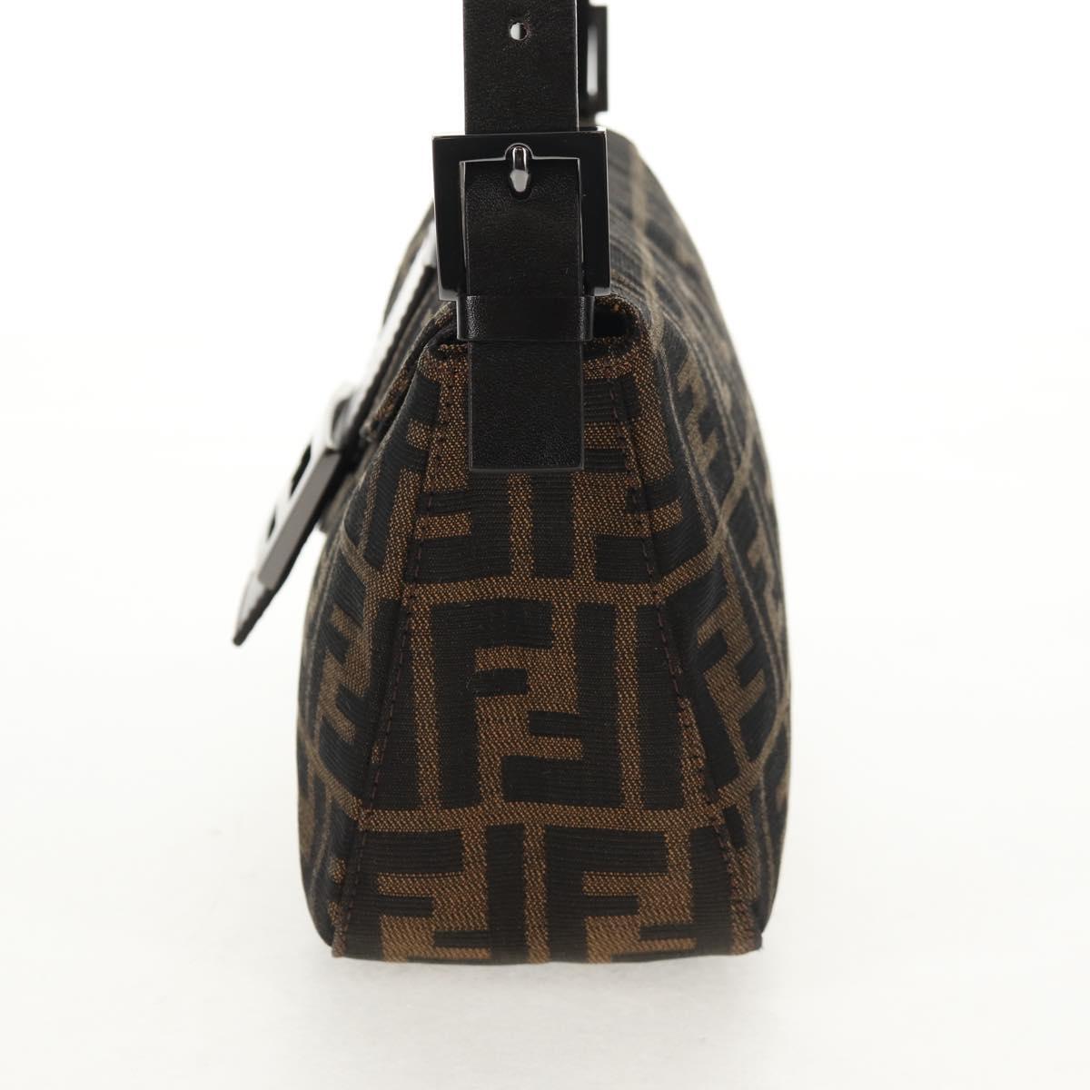 FENDI Zucca Canvas Mamma Baguette Shoulder Bag Brown Black Auth ki6096V