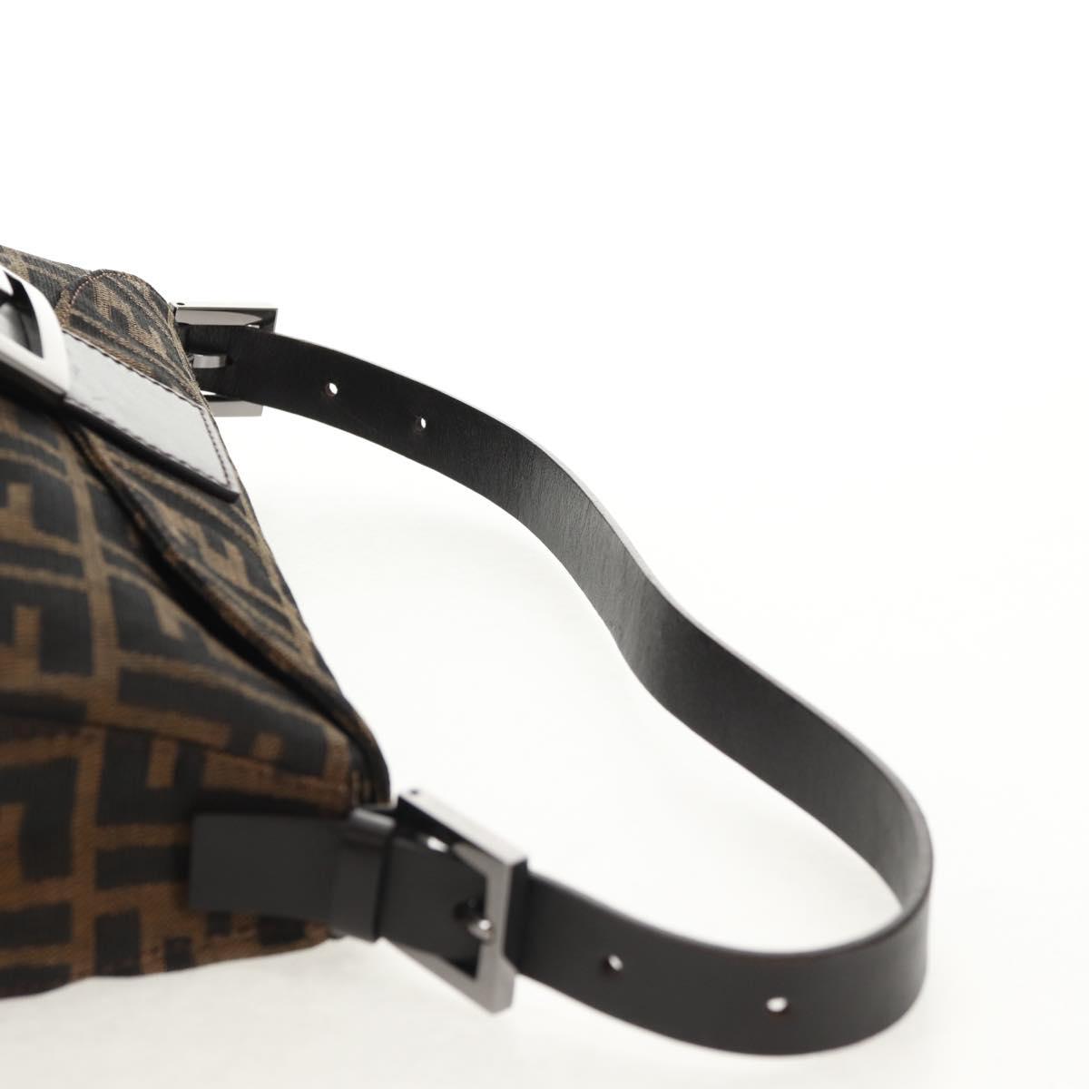 FENDI Zucca Canvas Mamma Baguette Shoulder Bag Brown Black Auth ki6096V