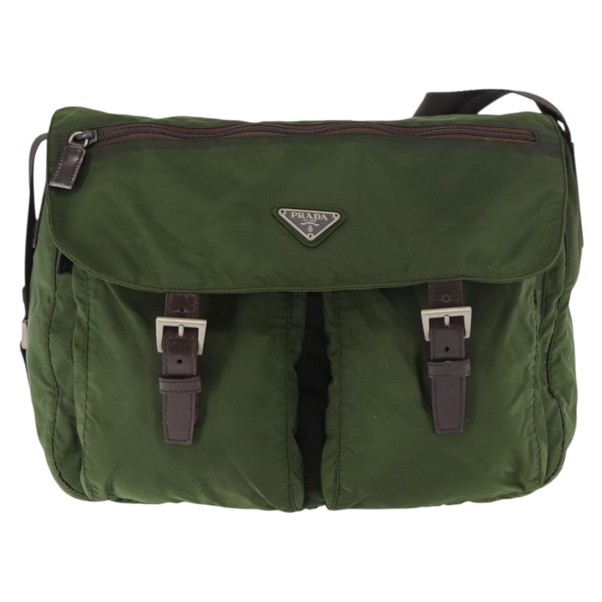 PRADA Shoulder Bag Nylon Khaki Auth ki6099