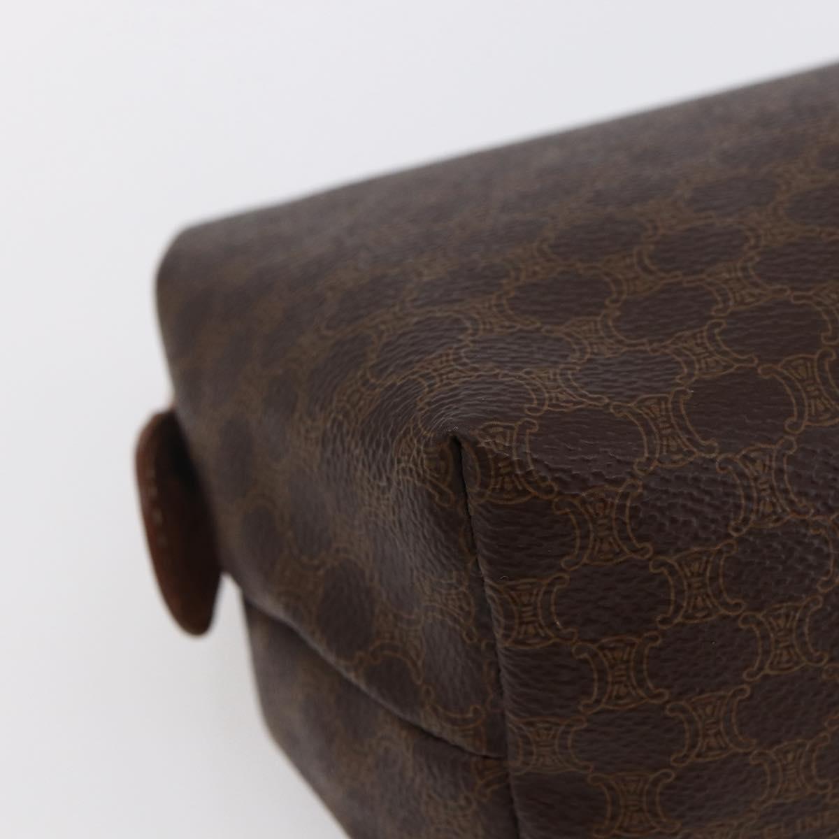 CELINE Macadam Canvas Pouch PVC Leather Brown Auth ki6100