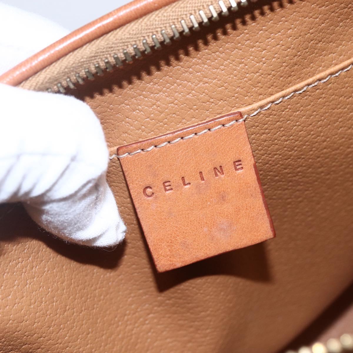 CELINE Macadam Canvas Pouch PVC Leather Brown Auth ki6100