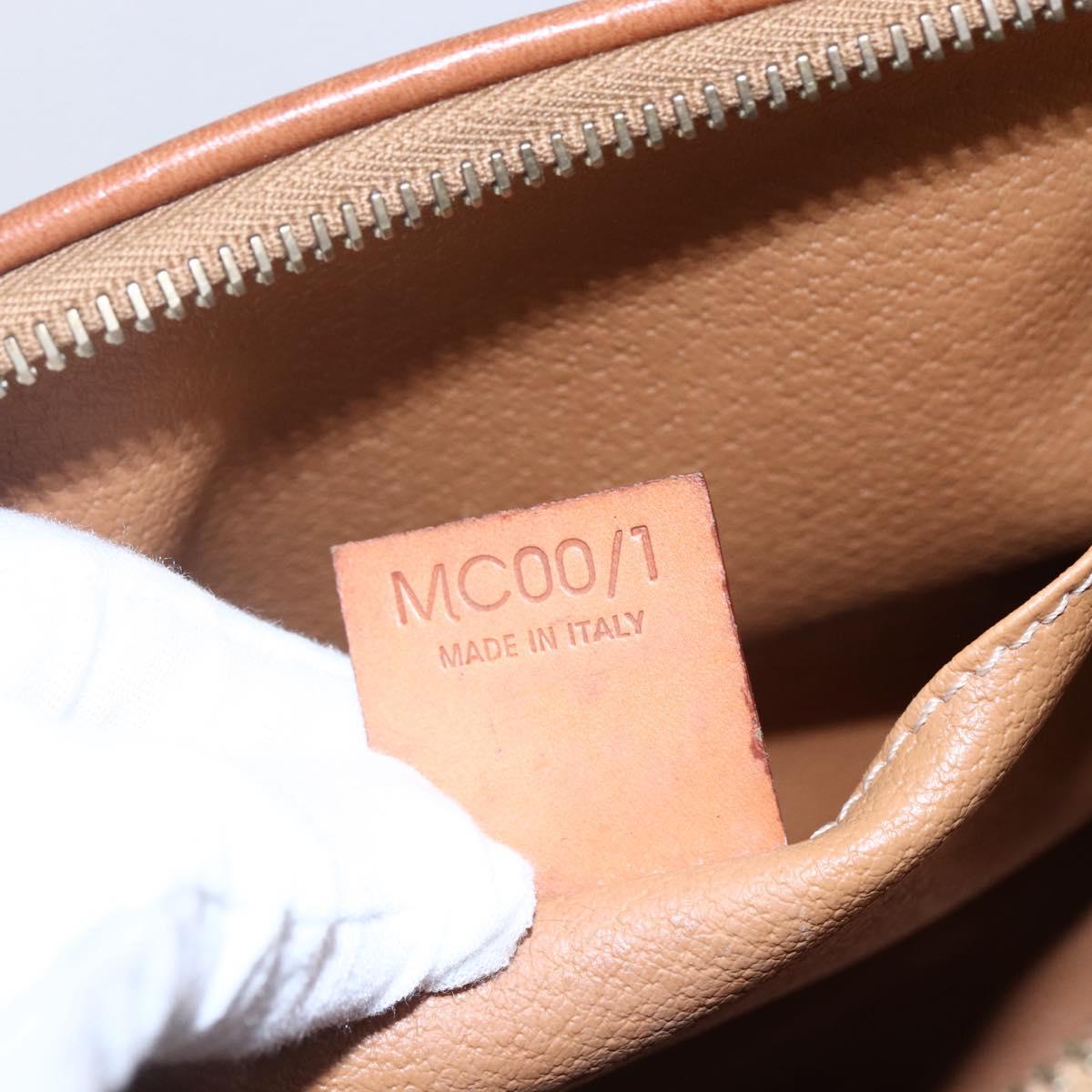 CELINE Macadam Canvas Pouch PVC Leather Brown Auth ki6100