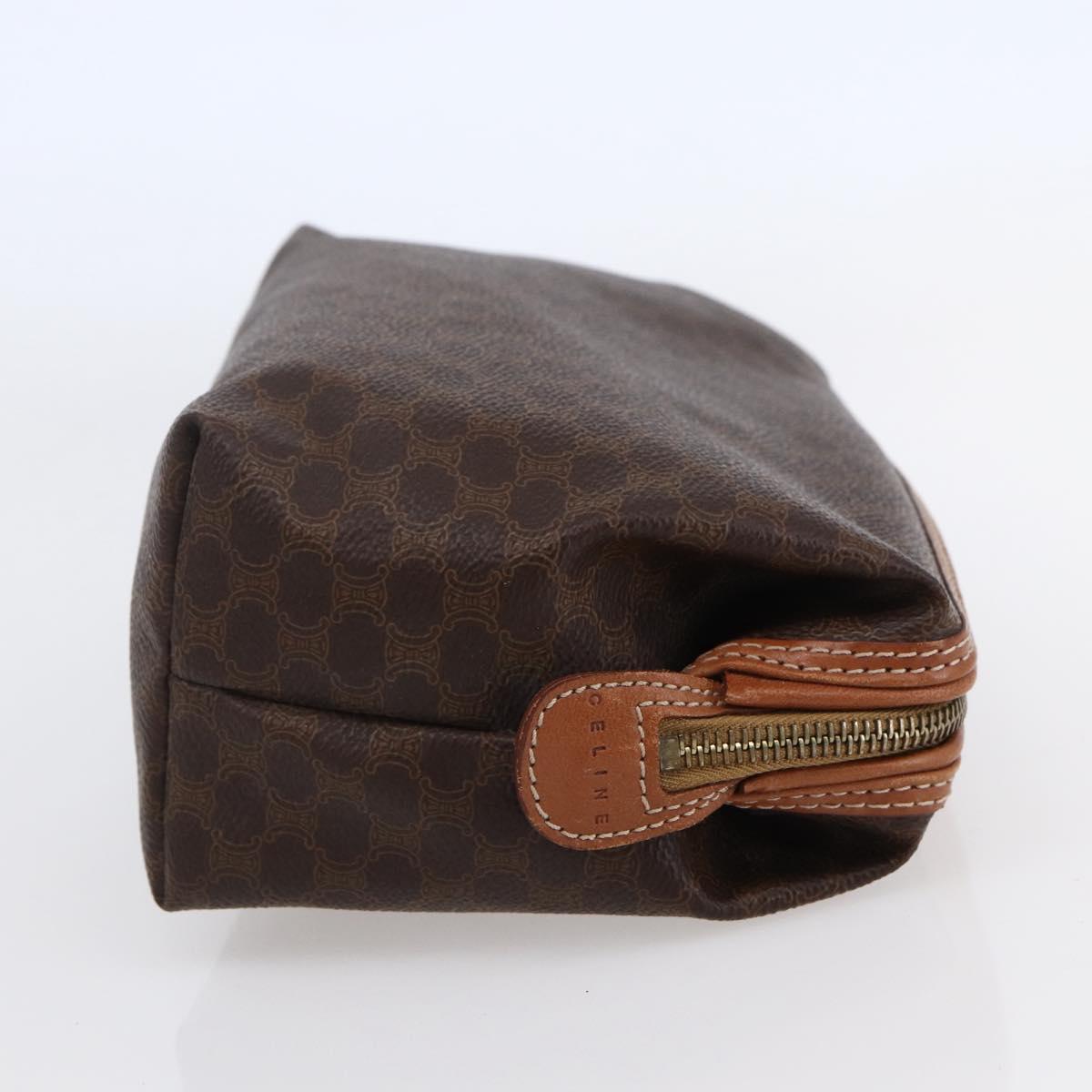 CELINE Macadam Canvas Pouch PVC Leather Brown Auth ki6100