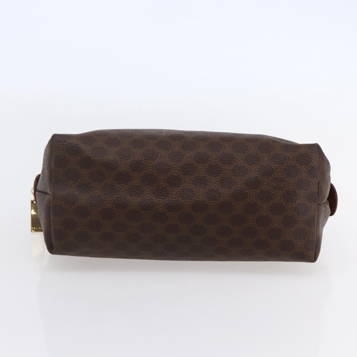 CELINE Macadam Canvas Pouch PVC Leather Brown Auth ki6100