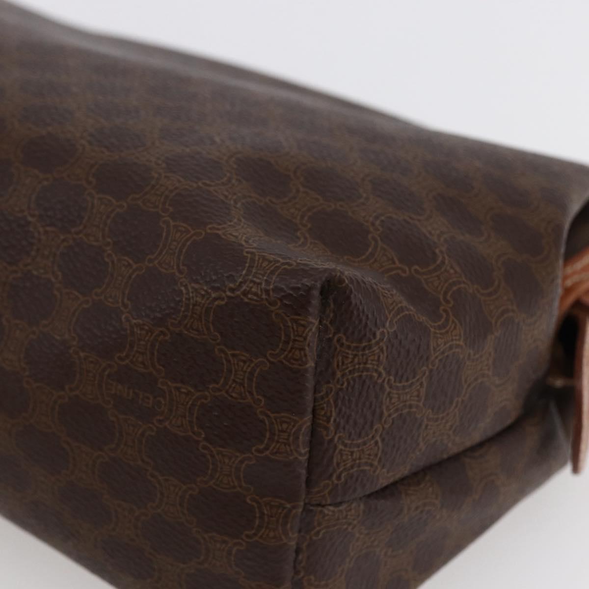 CELINE Macadam Canvas Pouch PVC Leather Brown Auth ki6100