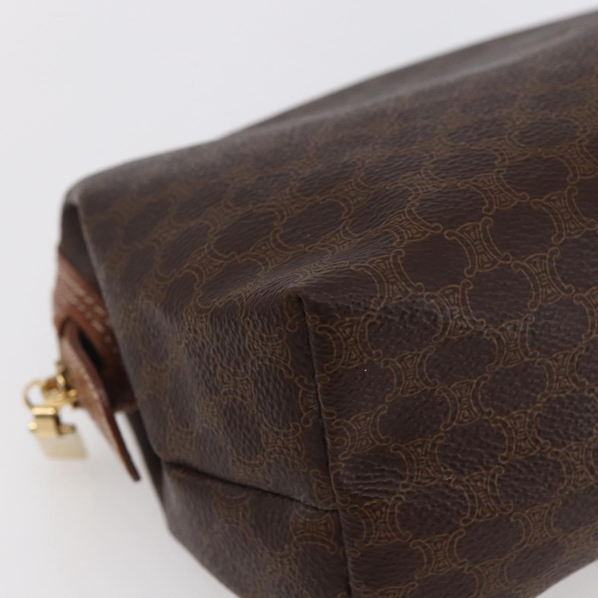 CELINE Macadam Canvas Pouch PVC Leather Brown Auth ki6100
