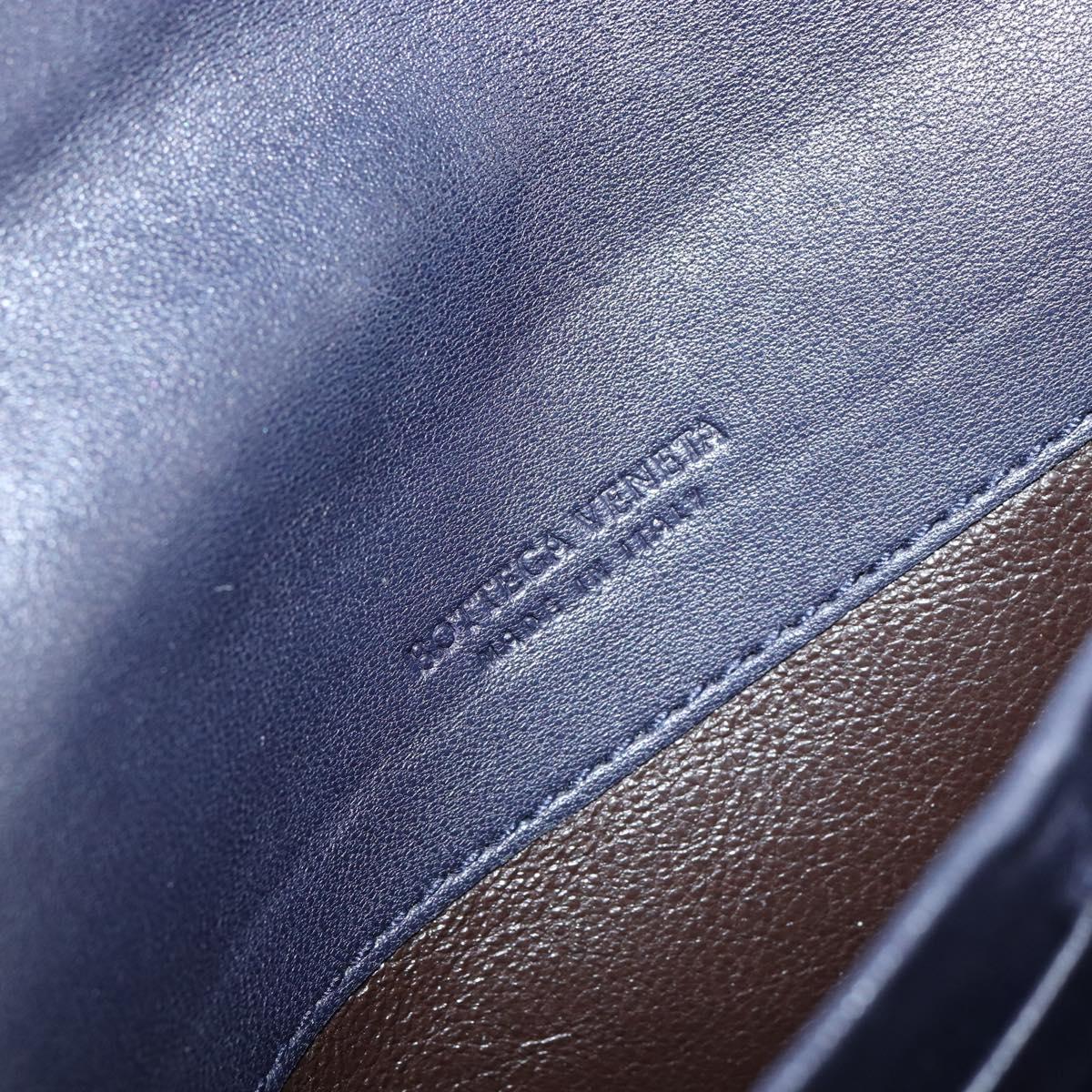 BOTTEGAVENETA INTRECCIATO Long Wallet Leather Navy Auth ki6102