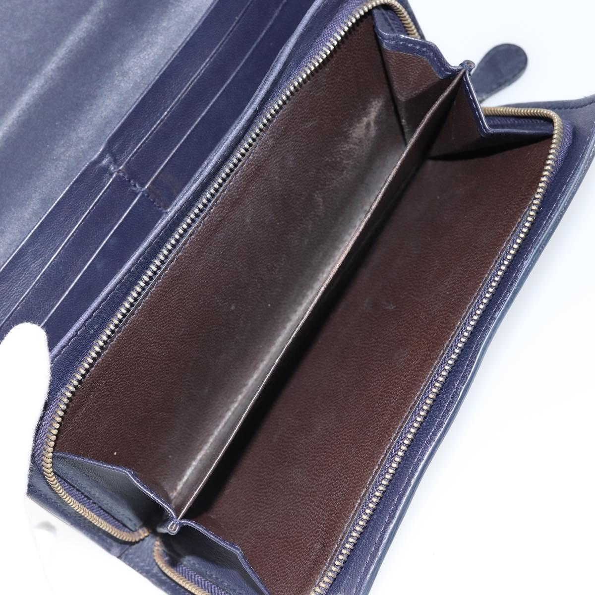 BOTTEGAVENETA INTRECCIATO Long Wallet Leather Navy Auth ki6102