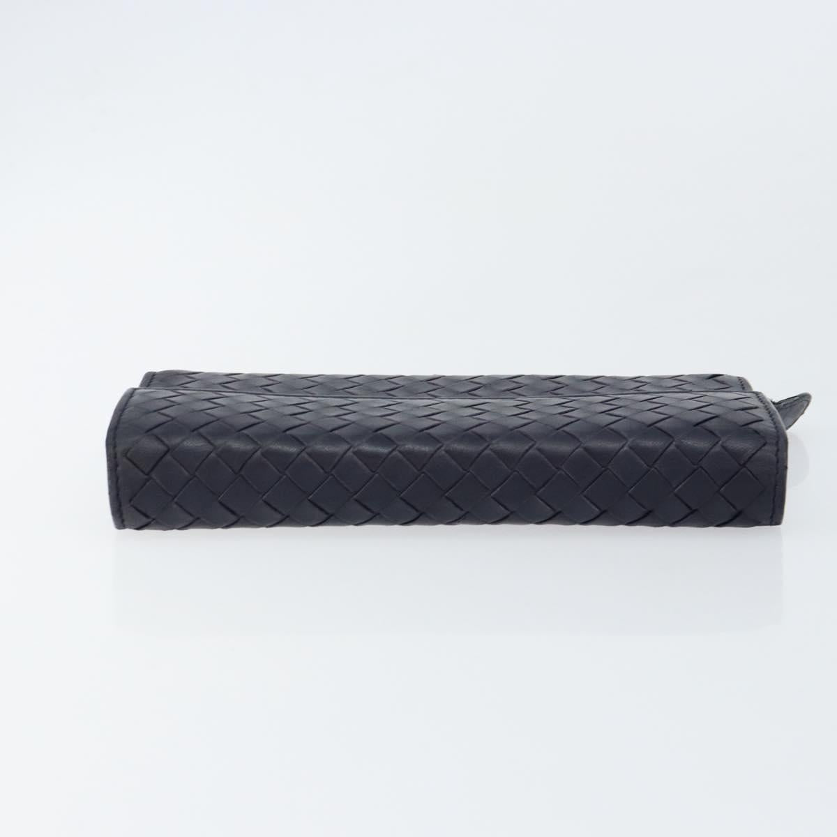 BOTTEGAVENETA INTRECCIATO Long Wallet Leather Navy Auth ki6102